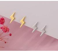 Lightning Bolt Stud Earrings, Gold or Silver Finish, Fine Jewellery, Lead-Nickel-Cadmium Free Petite Cute Studs (Gold)