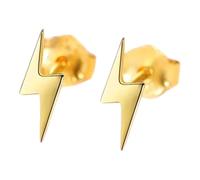 Lightning Bolt Stud Earrings, Silver or Gold, 925 Fine Jewellery, Minimalist Style, Petite Cute (Gold)