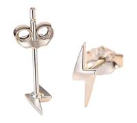 Lightning Bolt Stud Earrings, Silver or Gold, 925 Fine Jewellery, Minimalist Style, Petite Cute (Silver)