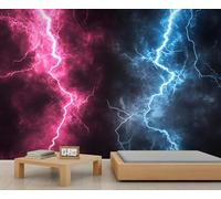 Lightning Bolt Wallpaper, Fire and Ice Large Mural, Thunderstorm Mural Wallpaper for Bedroom, Lightning Wall Mural - 200x200cm (Not Peel n' Stick)