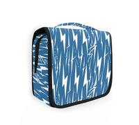 Lightning Bolts Blue White Travel Toiletry Bag Hanging with Hanging Hook Essentials Waterproof Toiletry Bag Camping