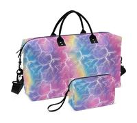 Lightning Bolts Rainbow Color Decorative Large Bag Sports Gym Tote Bag with Adjustable Strap for Sports 2 Pcs Set Bolsa de lona para