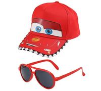 Lightning Car Baseball Cap,Cartoon Car Children Sun Hat,Sunglasses Baseball Cap Set for Kids Breathable Adjustable Summer Hat Sun UV400 Kids Sunglasses Summer Travel Essentials Red