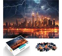 Lightning City Skyline 1000 Piece Puzzle For teenagers Educational Games Home Decoration Enhance love between couples 38x26cm
