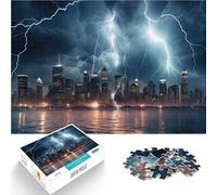 Lightning City Skyline Jigsaw Puzzle for Adults 1000 Pieces Educational Games DIY Toys for is ideal as a gift for the whole family 38x26cm