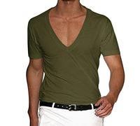 Lightning Deals Cocila Mens Plain T Shirts Neck Solid Color Pullover Casual Men T Shirt Sexy Deep V Neck Slim Fit Tops for Work Summer Short Sleeve Casual Shirts Plain Amazon Warehouse Clearance Uk