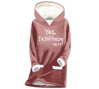 Lightning Deals of The Day Personalised Sweatshirt Women YES I’m Still Freezing Me 24:7 Women’s Fashion Winter Plush Letter Print Warm Pocket All Black of Friday Deals (Watermelon Red, M)