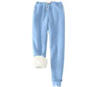 Lightning Deals of The Day Prime Sale Womens Fleece Lined Joggers Winter Thermal Sweatpants Winter Sherpa Thick Furry Trousers Warm Drawstring Tracksuit Bottoms with Pockets Black of Friday Deal