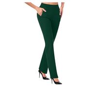Lightning Deals of The Day Prime Work Trousers for Women UK Ladies Office Smart Stretch Suit Pants Plus Size Straight Leg Trousers Elasticated Waist Slim Pants for Business Office Army Green
