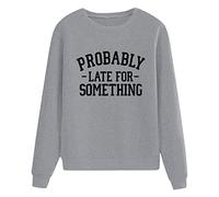 Lightning Deals of The Day Sweatshirts for Women UK Plus Size Women's Fashion Top Shirts Soft Print Long-sleeved O Neck Warm Sweatshirt Casual Best Black of Friday Deals (Grey, XXXL)