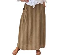 Lightning Deals of The Day Today Sale Elasticated Skirts for Women UK Women's Floral Art Linen Elastic Waistband Pocket Skirt Elasticated Waist Skirts for Women Womens Pleated Smart Skirt Coffee