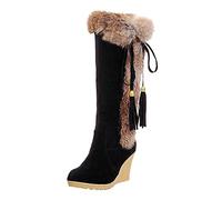 lightning deals of the day today sale Knee High Boots Women Waterproof Warm Walking Boots Wide Calf Boots Non Slip Work Boots Round Toe Waterproof Walking Boots black shoes women