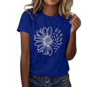 Lightning Deals of The Day Today Sale Sunflower Graphic Print T-Shirts for Women UK Oversized Fashion Loose Fit Crew Neck Tshirt Casual Solid Color Short Sleeve White Shirt Tee Tops
