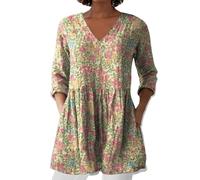 Lightning Deals of The Day Women Summer Tops with Pockets Linen 3/4 Sleeve V Neck Tunic Top Cotton Linen Casual T-Shirt Oversized Long Swing Blouse Shirts Ladies Clothes Tee