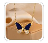 Lightning Deals Of Today Prime Magnetic Temperature-Sensitive Color-Changing Gold Titanium Steel Butterfly Pendant, Color Changing Butterfly Necklace, Color Changing Butterfly Mood Necklace for Women