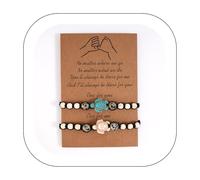 Lightning Deals Of Today Prime Nature Stone Bracelets 2Pcs, Stackable Bracelet Turtle Bead Bracelet Hand Woven Vintage Bracelet With Card For Women Beach Jewelry, Adjustable Bracelets