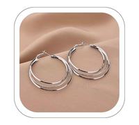 Lightning Deals Of Today Prime Silver Hoops Earrings, Hypoallergenic Silver Earrings Large Chunky Silver Hoops Lightweight, Temperament Fan Ear Hoop New Needle Hoop Earrings Temperament Female