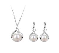 Lightning Deals Of Today Prime Women Bridal Crystal Wedding Jewelry Set Alloy Necklace Earrings Rhinestone, White Pearls Set Necklace Earrings Wedding Party Bridal and Bridesmaid Accessories