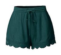 Lightning Deals Shorts Womens UK Summer Drawstring Cotton Elastic Waist Solid Color Casual Shorts Sport Pants Lace Rope Trousers Yoga Shorts Women Size Pants Slim Fit Everyday Amazon Sale Clearance