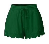 Lightning Deals Shorts Womens UK Summer Drawstring Cotton Elastic Waist Solid Color Casual Shorts Sport Pants Lace Rope Trousers Yoga Shorts Women Size Pants Slim Fi Ladies Gift Sets Sale Clearance
