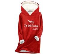 Lightning Deals Today Personalised Sweatshirt Women YES I’m Still Freezing Me 24:7 Women’s Fashion Winter Plush Letter Print Thermal Top Good Sales Boxing Day (Red, M)