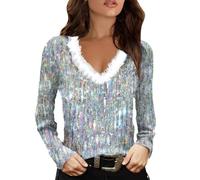 Lightning Deals Today Plus Size Glitter Tops Lady Black Long Sleeve Blouse Chiffon Blouse Long Sleeve Party Wear Tops Women Made In Italy Clothing Amazon Outlet Clearance Uk Overstock