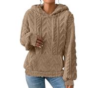 Lightning Deals Today Sweatshirts for Women UK Clearancee Women's 2024 Winter Solid Fuzzy Lined Long Sleeve Hoodies Flannel Thermal Pullover Women Sale Clearance (Coffee, XXXL)