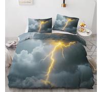 Lightning Duvet Cover Sets Single Clouds 3D Printed Reversible Bedding Set 2 Pillowcases and Zipper Closure soft Microfiber lightweight Comforter Cover for Girls Boys yf 116