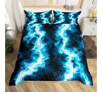 Lightning Duvet Cover Single Size,Blue Gradient Bedding Sets 2Pcs for Kids Girls Boys Adult Room Decor,Modern Cool Comforter Cover Natural Weather Quilt Covers,1 Pillowcase