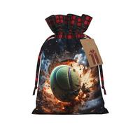 Lightning Fever Tennis Christmas Drawstring Gift Bags with Tags - Reusable cloth Wrapping for Package Storage Party Favors.