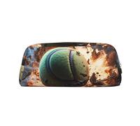 Lightning Fever Tennis Print Pencil Case, Pencil Pouch with Zipper, Portable Stationery Organizer pencil bag - Office Travel, Gold, One Size, Art Deco