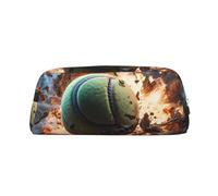 Lightning Fever Tennis Print Pencil Case, Pencil Pouch with Zipper, Portable Stationery Organizer pencil bag - Office Travel, Silver, One Size, Art Deco