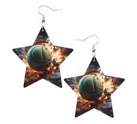 Lightning Fever Tennis Prints Leather Star-Shaped Earrings Lightweight And Stylish Accessories For Parties Dances And Everyday Life.
