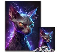 Lightning Hairless Cat 1000-Piece Jigsaw Puzzle Difficult Puzzles for Adults Perfect for Christmas, Halloween, Easter, New Year 50x75CM/19.68x29.52inch