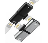 Lightning Headphone Splitter for Apple iPhone Aux Adapter 2in1(2Pack) Dual Lightning Ports 14 13 12 Pro Max Audio Charger Jack Earphone Charging Cable Adaptor for iPad Mini Connector Charge Converter