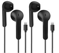 Lightning Headphones with Cable, 2 Pack In-Ear Headphones for iPhone 14/13/12/11/8/7/X/Pro/Pro Max, MFi-Certified Hi-Fi Stereo Apple Headphones Lightning (Black)