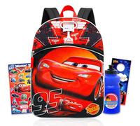 Lightning McQueen Backpack for Boys - Bundle with 16" Disney Cars School Bag Plus Water Bottle, Stickers, More | Disney Cars Backpack for Kids