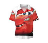 (Lightning McQueen Merchandise_12273) Men's Hawaiian Shirts Cuban Collar Vintage Bowling Short Sleeve Button Down Beach Shirt Casual Summer Vacation Wear Retro Tee