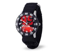 Disney Kids' W001586, Cars Lightning McQueen Stainless Steel Watch, Black Nylon Band