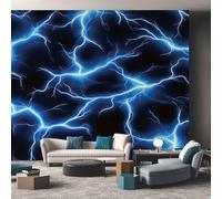 Lightning Mural Wallpaper, Blue Storm Wallpaper for Bedroom, Living Room, TV Backdrop, Office, 3D Large Wall Mural Non-Woven Wall Paper 350 x 256 cm (WxH) pL16