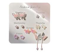 lightning off deals of today prime 7 Pairs Dainty Earrings Set Butterfly Hoop Earrings Acrylic Gold Butterfly Huggie Earring Cute Butterfly Dangle Earrings Set For Women Valentine's Day Jewelry