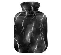 Lightning Print Hot Cold Water Bottle with Fleece Cover PVC Hot Water Bag 1 Liter