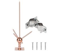 Lightning Rod,Copper Brass Lightning Rod Kit Detachable Lightning Protection Equipment System for Pole Top House Tower Tank Roof Safety (1.7Ft, Lightning Rod with Mount Clamp)