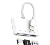 Lightning SD Card Reader(4in1)USB OTG 3.0 Cable Stick Adapter for iPhone 14 pro max Splitter Digital Camera Micro SD TF Memory Transfer Compact Adaptor for iPad for Apple Charging external Flash Drive