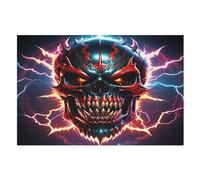 Lightning Skull Jigsaw Puzzles for Adults 1000 Piece for Kids Woodenboard Puzzle Family Decoration （75×50cm）