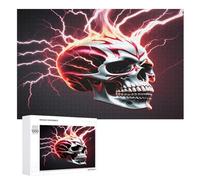 Lightning Skull Jigsaw Puzzles for Kids 1000 Pieces 3d Wooden Puzzle Decompression Game for Adults Women Girl Educational Game Toys （75×50cm）