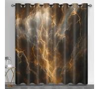 Lightning Sky Window Curtains, Storm Thermal Drapes Dark Clouds Grommet Curtains for Office Conference Room, 55.1" x 63", 2 Panels