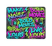 Lightning Small Mouse Pad, Urban Street Art Text Graffitis None Neon Green Square Rubber Smooth Aesthetic Desk Mousepads Desk Accessories for Gaming Computer Laptop Square 8x10 Inch