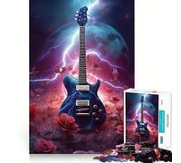 Lightning Space Guitar Jigsaw Puzzle 1000 Piece Recall Enhancer Thick Material Pattern Assemble Birthday Gift (50x75cm)