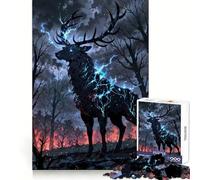 Lightning Stag of Storms Puzzles for Teenagers 1000 Pieces Logic Build Anxiety Relief Fun Challenge Art Display (50x75cm)